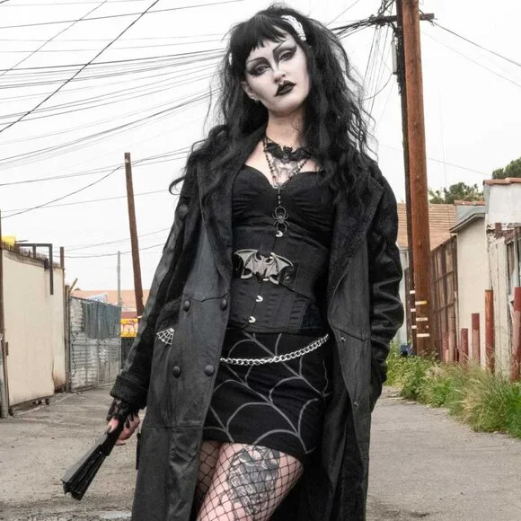 Bat Belt Womens S-M Black Stretchy Elastic Waist Halloween Kreepsville Gothic - Picture 5 of 6